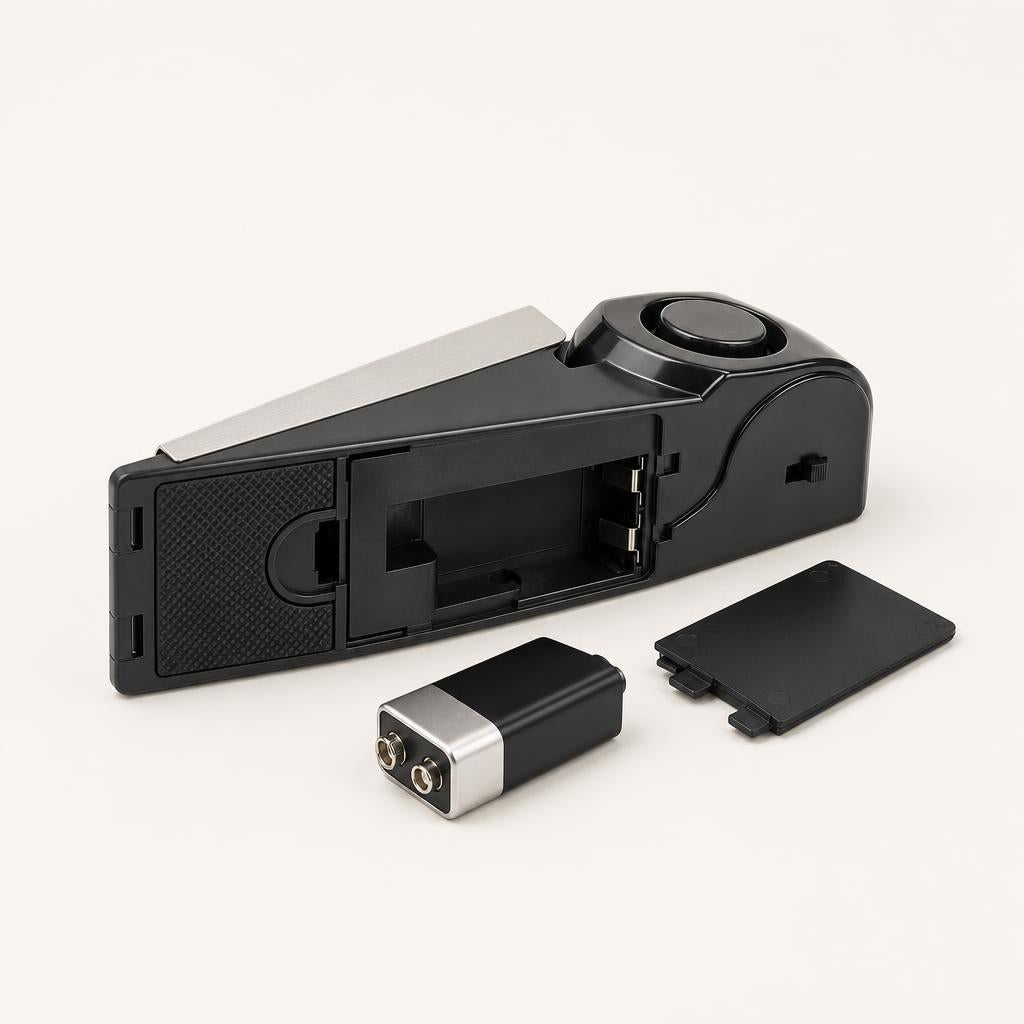 Xeravos DoorGuard underside with 9V battery compartment