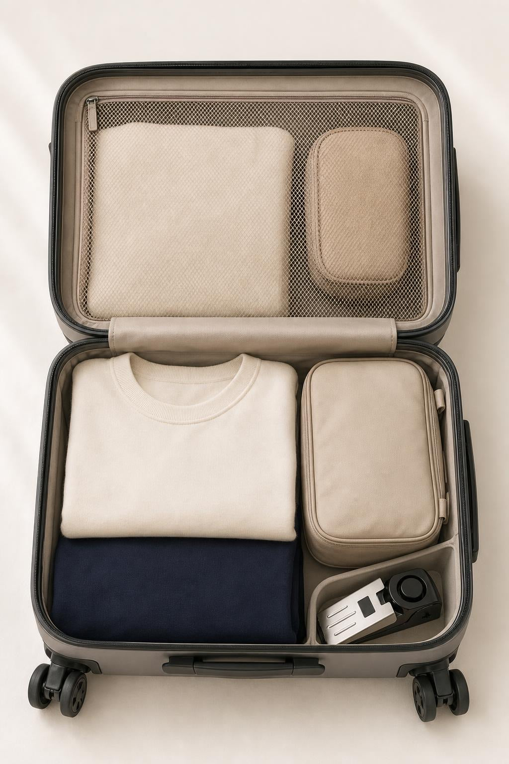 DoorGuard packed in a carry-on suitcase